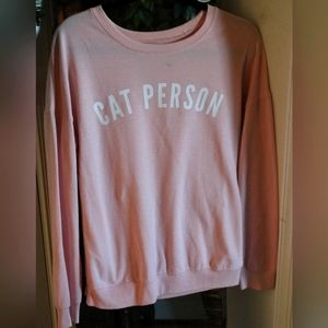 Pink Zoe+Liv Cat Person Crewneck